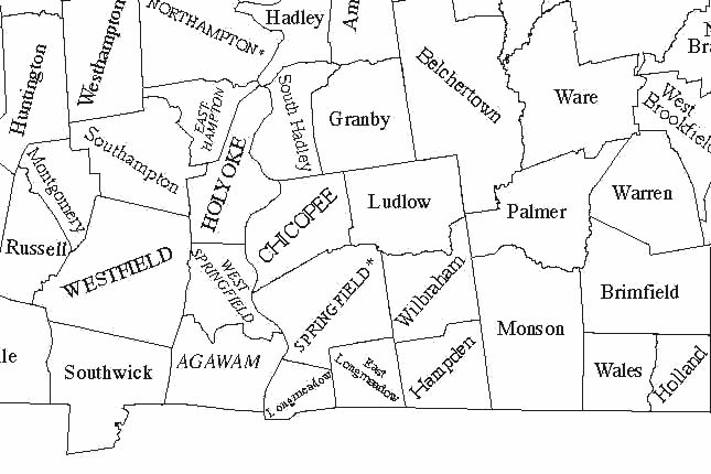 Western Massachusetts towns Map